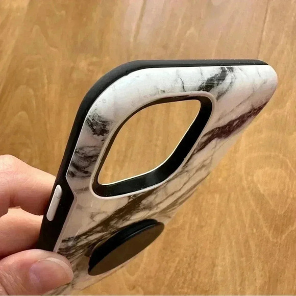 OtterBox x PopSocket iPhone 9 Pro Phone Case, Marble Pattern, Black/White - Picture 8 of 15